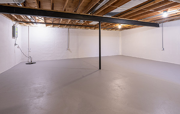 Concrete sealed basement floor